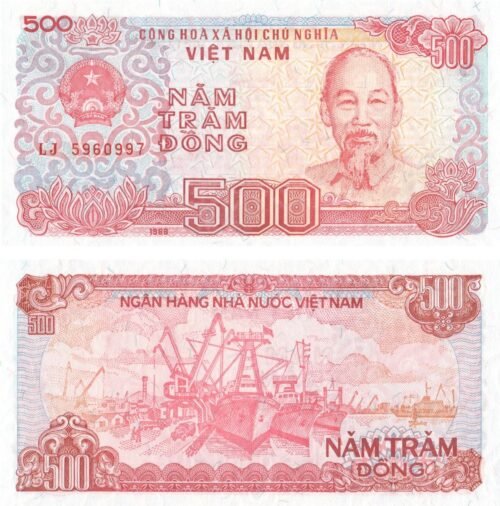 vietnam-500-dong-1988-p-101a-2-unc-obverse-reverse Vietnam 500 Dong 1988 P-101a(2) UNC Banknote – Obverse and Reverse