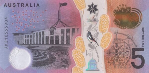 Australia 5 Dollars 2021 P-62 UNC Banknote – Reverse
