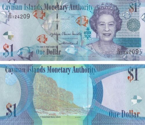 cayman-islands-1-dollar-2024-p-38-unc-obverse-reverse Cayman Islands 1 Dollar 2024 P-38 UNC Banknote – Obverse and Reverse