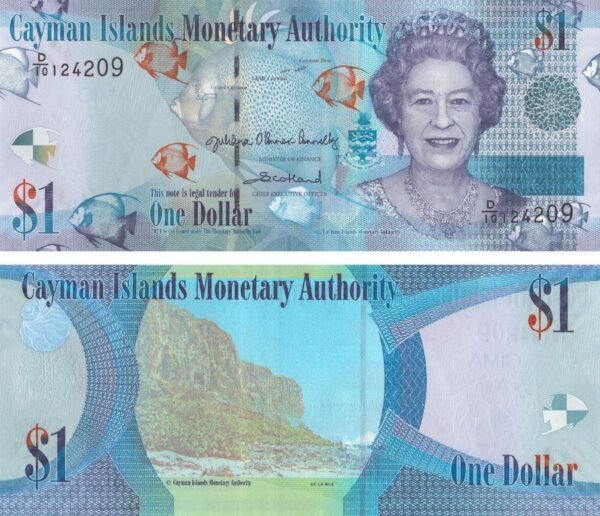cayman-islands-1-dollar-2024-p-38-unc-obverse-reverse Cayman Islands 1 Dollar 2024 P-38 UNC Banknote – Obverse and Reverse