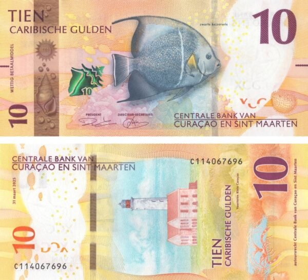 curacao-sint-maarten-10-gulden-2025-p-1-unc-obverse-reverse Curacao & Sint Maarten 10 Gulden 2025 P-1 UNC Banknote – Obverse and Reverse