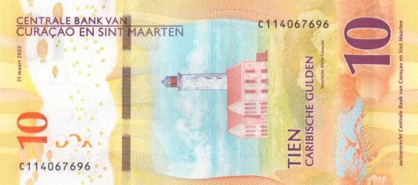 curacao-sint-maarten-10-gulden-2025-p-1-unc-reverse Curacao & Sint Maarten 10 Gulden 2025 P-1 UNC Banknote – Reverse