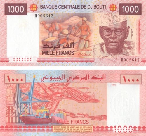 Djibouti 1000 Francs 2005 P-42a(2) UNC Banknote – Obverse and Reverse