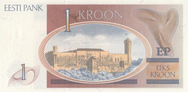 Estonia 1 Kroon 1992 P-69 UNC Banknote – Reverse