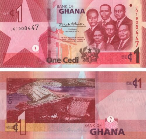 ghana-1-cedi-2019-p-45-unc-obverse-reverse Ghana 1 Cedi 2019 P-45 UNC Banknote – Obverse and Reverse
