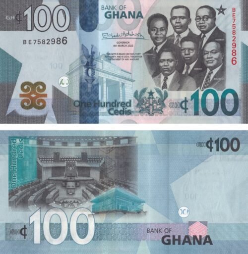 Ghana 100 Cedis 2022 P-50 UNC Banknote – Obverse and Reverse
