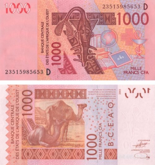 Mali 1000 Francs 2023 P-415D UNC Banknote – Obverse and Reverse