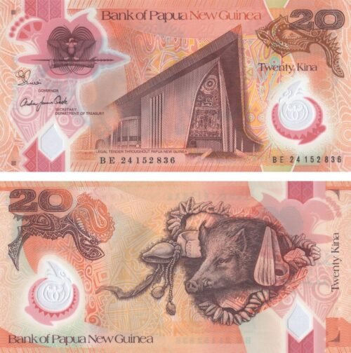 Papua New Guinea 20 Kina 2024 P-53 UNC Banknote – Obverse and Reverse