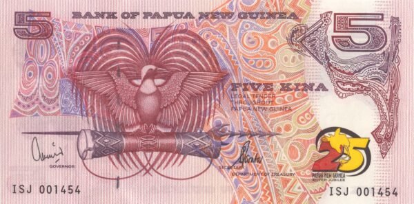 Papua New Guinea 5 Kina 2000 P-22 UNC Banknote – Obverse