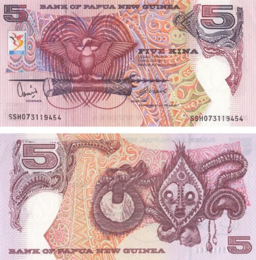 Papua New Guinea 5 Kina 2007 P-34 UNC Banknote – Obverse and Reverse