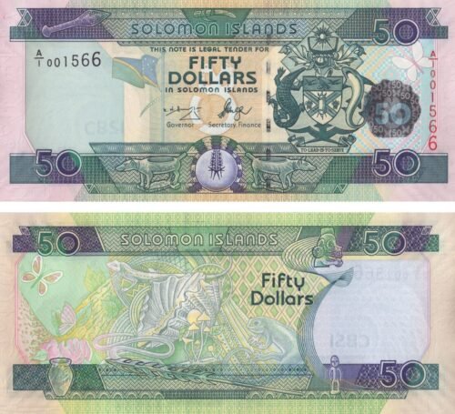 Solomon Islands 50 Dollars 2005 P-29(1) UNC Banknote &ndash; Obverse and Reverse