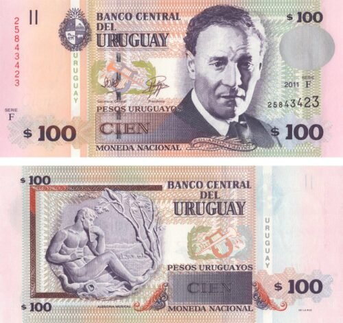 Uruguay 100 Pesos Uruguayos 2011 P-88b UNC Banknote – Obverse and Reverse