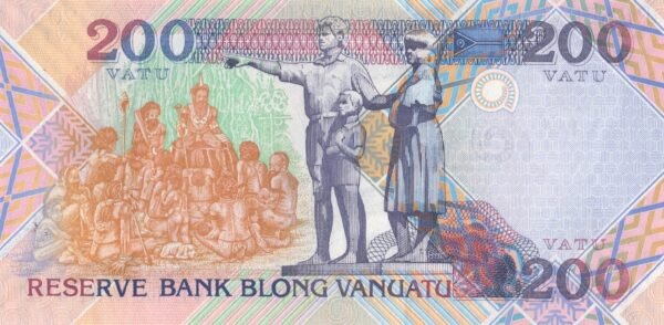 Vanuatu 200 Vatu 2007 P-8b UNC Banknote – Reverse
