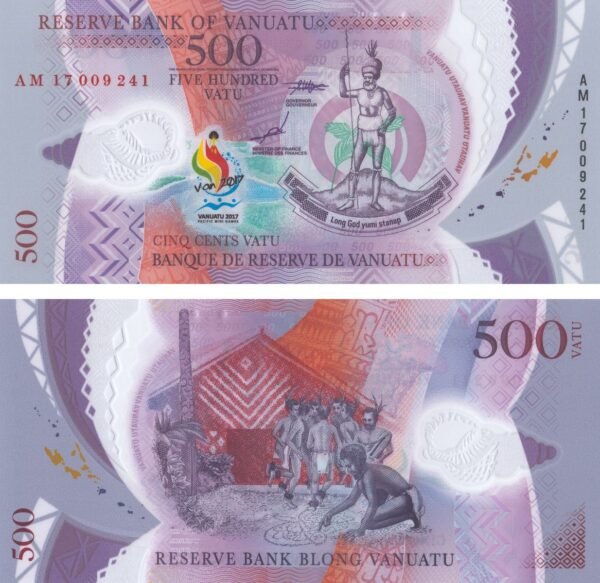 Vanuatu 500 Vatu 2017 P-20 UNC Banknote – Obverse and Reverse